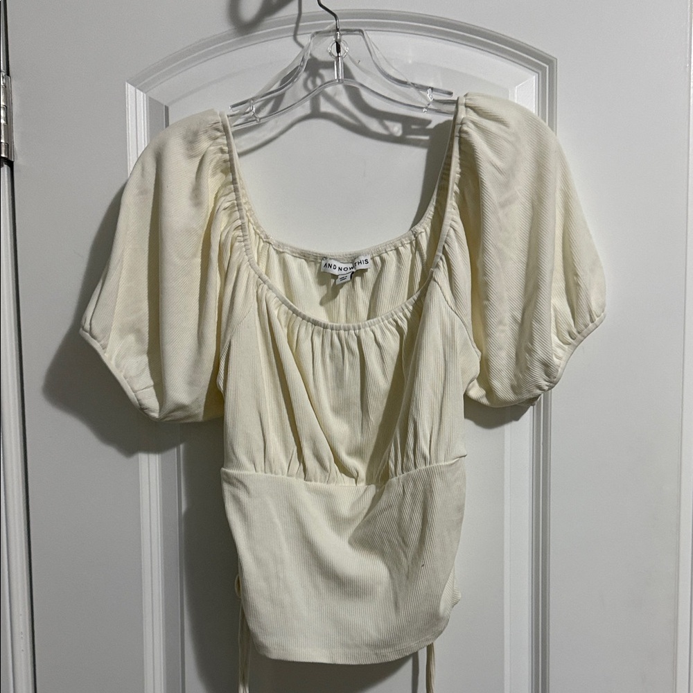 Elegant Cream Puff Sleeve Blouse